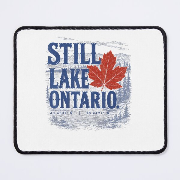 Item preview, Still Lake Ontario Red Maple Leaf Coordinates Mountain Scene Classic Text Fan Apparel designed and sold by Sendowart.