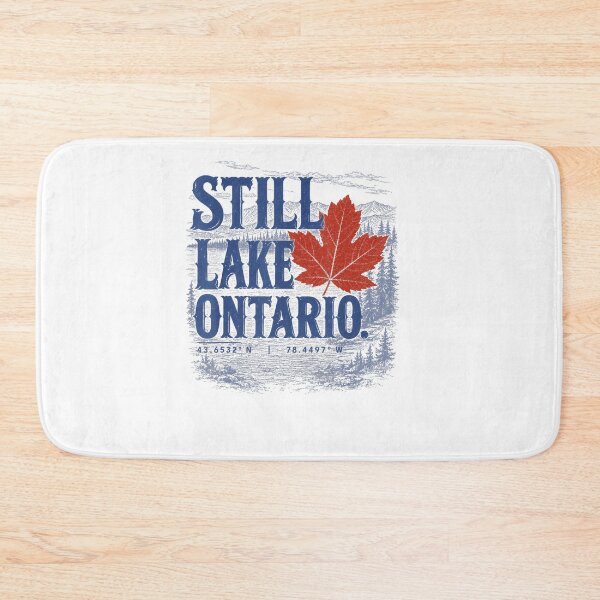 Item preview, Still Lake Ontario Red Maple Leaf Coordinates Mountain Scene Classic Text Fan Apparel designed and sold by Sendowart.