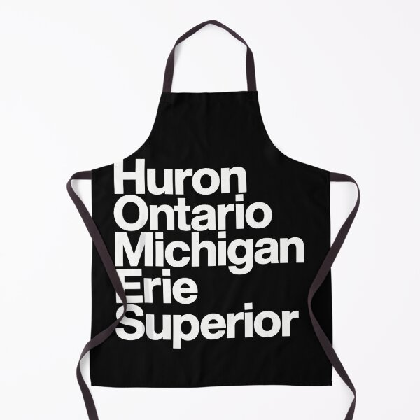 Artikelvorschau, Huron Ontario Michigan Erie Superior White Text Great Lakes Names Fan Apparel entworfen und verkauft von Sendowart.