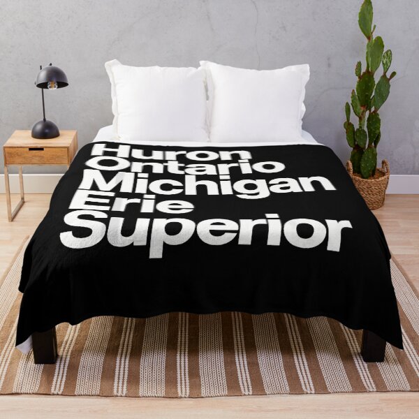 Item preview, Huron Ontario Michigan Erie Superior White Text Great Lakes Names Fan Apparel designed and sold by Sendowart.
