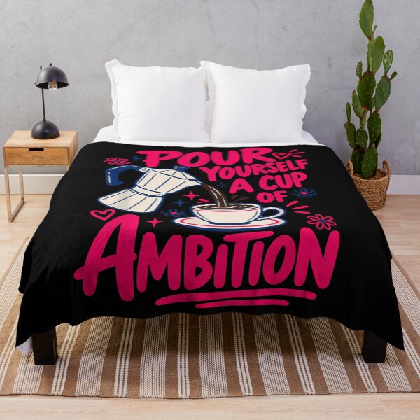 Item preview, Pour Yourself A Cup Of Ambition Coffee Moka Pot Pink Text Motivational Fan Apparel designed and sold by Sendowart.