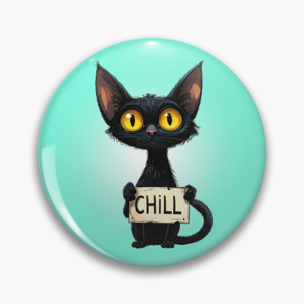 Item preview, Chill black cartoon cat with huge eyes and ears designed and sold by angel-cat-22.