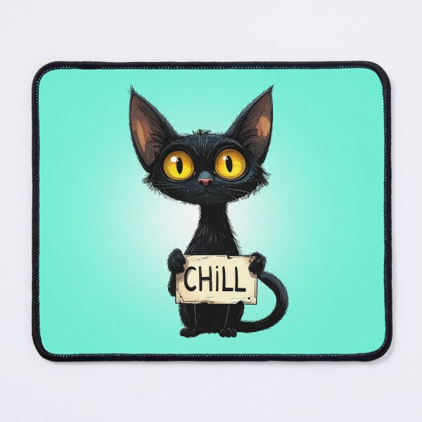 Item preview, Chill black cartoon cat with huge eyes and ears designed and sold by angel-cat-22.