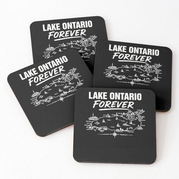 Item preview, Lake Ontario Forever White Map Toronto Rochester Niagara Cities Fan Apparel designed and sold by Sendowart.