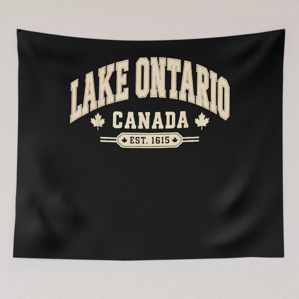 Item preview, Lake Ontario Canada Est 1615 Maple Leaf Collegiate Arched Text Fan Apparel designed and sold by Sendowart.