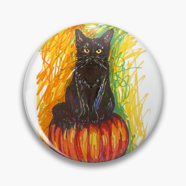 Item preview, Colorful Black Cat on Pumpkin designed and sold by Tarottt.