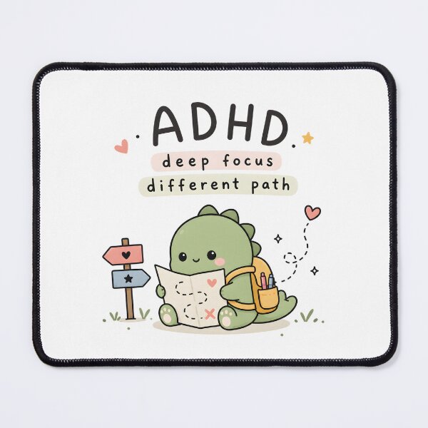 Item preview, ADHD Hyperfocus and side quest Cute Dinosaur Adventure Quote designed and sold by Marti’s Shop Corner.