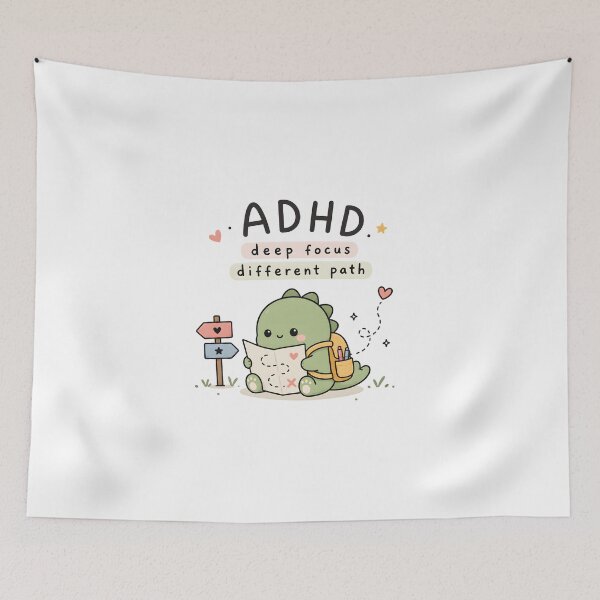 Item preview, ADHD Hyperfocus and side quest Cute Dinosaur Adventure Quote designed and sold by Marti’s Shop Corner.