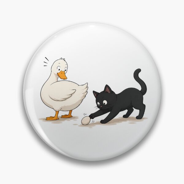 Item preview, Funny Black Cat Playing with Duck Egg – Cute Animal Cartoon designed and sold by LazyPaw Design.