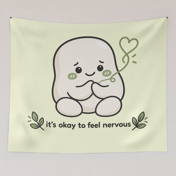 Item preview, Its Okay To Feel Nervous Cute Anxiety Support Character Sticker designed and sold by QCena.