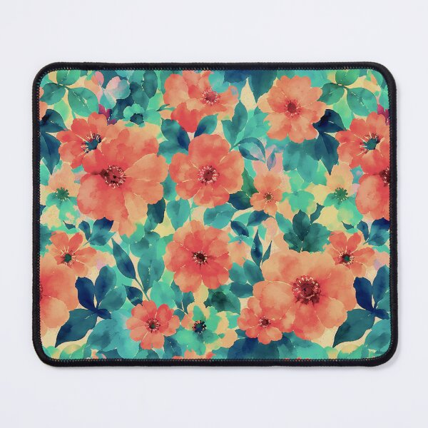 Item preview, Vibrant Coral and Teal Watercolor Floral Pattern designed and sold by zenjiinspired.