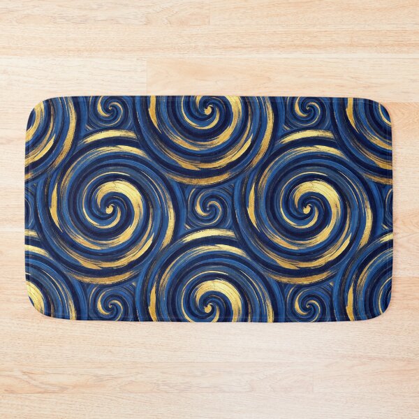 Item preview, Metallic Gold Navy Blue Swirl Abstract Pattern designed and sold by arteresting-art.