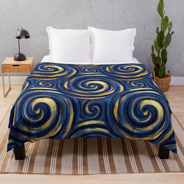 Item preview, Metallic Gold Navy Blue Swirl Abstract Pattern designed and sold by arteresting-art.