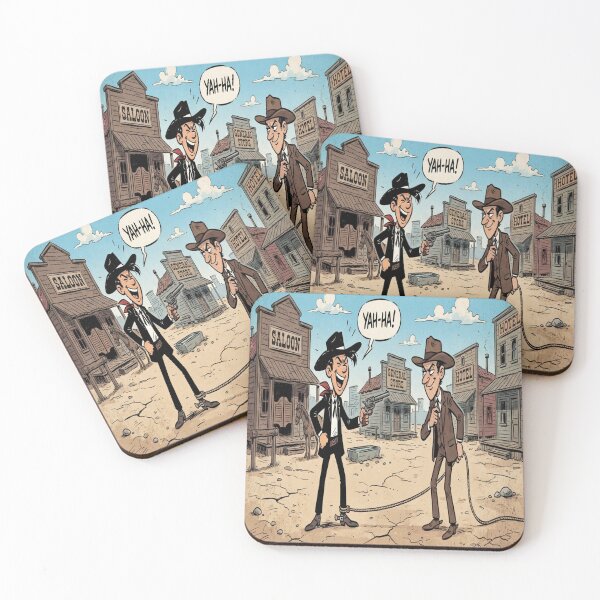 Item preview, Western Duel Trap Funny Cowboy Cartoon Art Print designed and sold by AfresStudio.