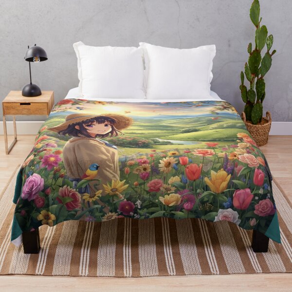 Item preview, Anime Girl In Aesthetic Flower Field designed and sold by MargaretPolanco.