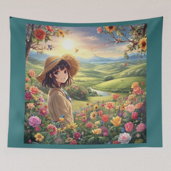 Item preview, Anime Girl In Aesthetic Flower Field designed and sold by MargaretPolanco.