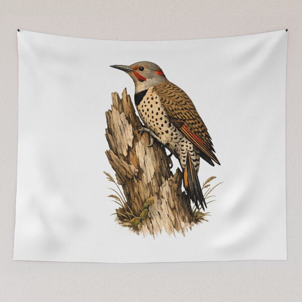 Item preview, Northern woodpecker on a weathered tree designed and sold by Daily Quirk.