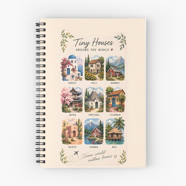 Item preview, Tiny Houses Around the World – Cozy Travel Illustration designed and sold by KWW SHOP.