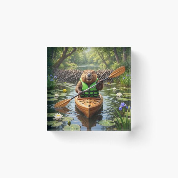Item preview, Beaver Floats His Pond in a Kayak designed and sold by Tridentulus.