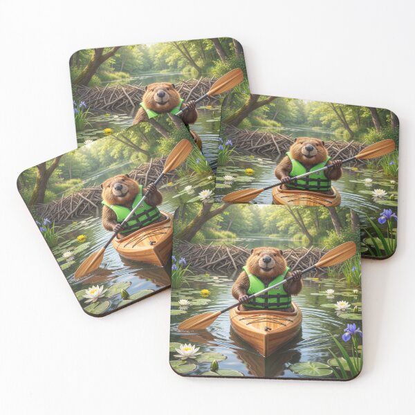 Item preview, Beaver Floats His Pond in a Kayak designed and sold by Tridentulus.