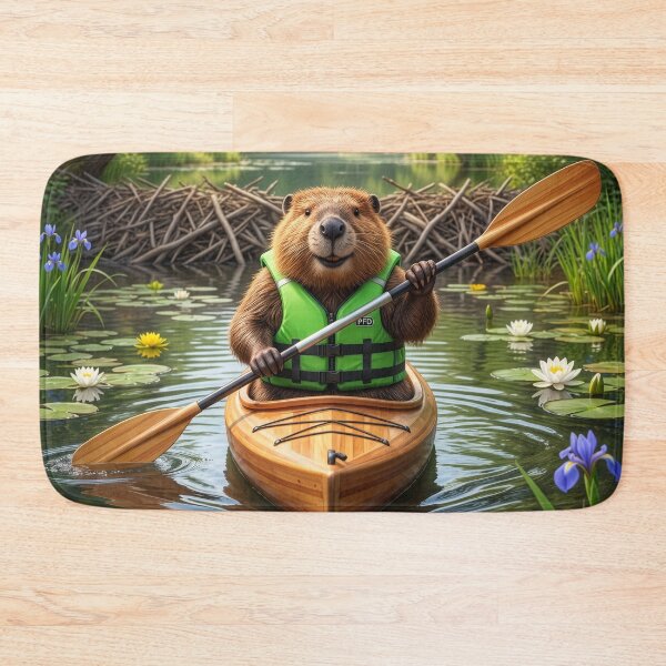 Item preview, Beaver Floats His Pond in a Kayak designed and sold by Tridentulus.