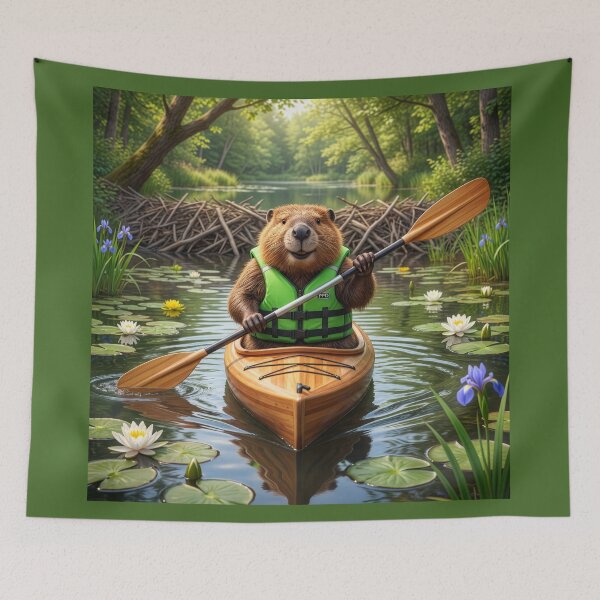 Item preview, Beaver Floats His Pond in a Kayak designed and sold by Tridentulus.