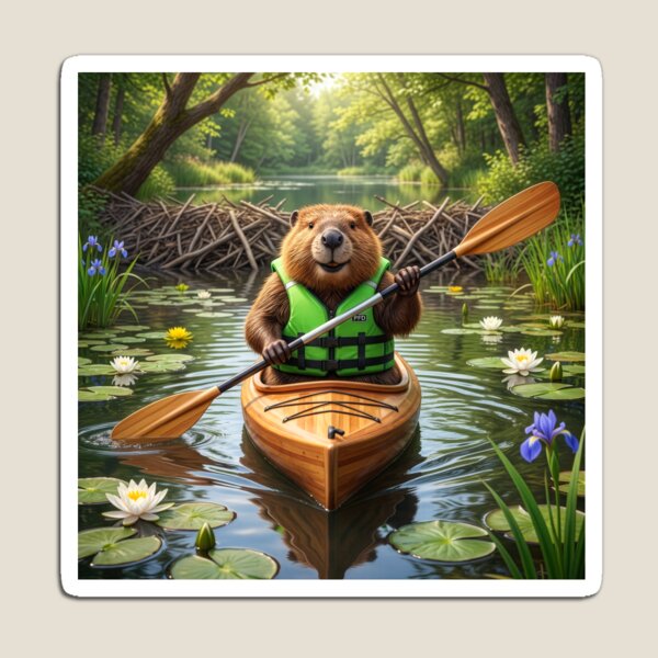 Item preview, Beaver Floats His Pond in a Kayak designed and sold by Tridentulus.