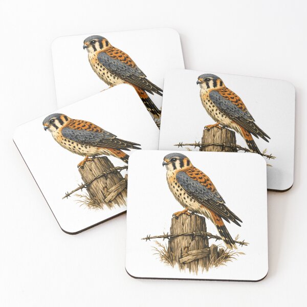 Item preview, An American kestrel perched on a rustic fence designed and sold by Daily Quirk.