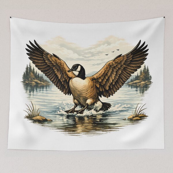 Item preview, Canadian goose landing on a calm lake designed and sold by Daily Quirk.