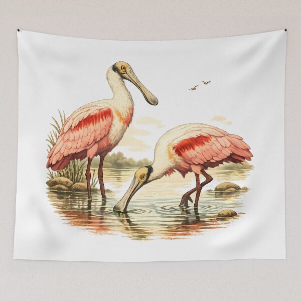 Item preview, Roseate spoonbill in a shallow lagoon designed and sold by Daily Quirk.