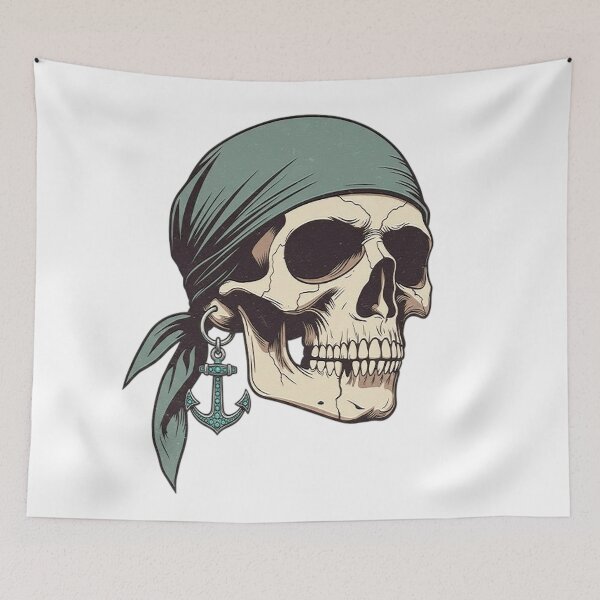 Item preview, Pirate Sailor Skull with Anchor designed and sold by victorstudioart.