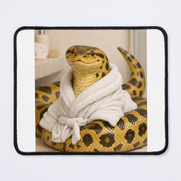 Item preview, Yellow Anaconda Wearing a Bathrobe designed and sold by Sillytoe.