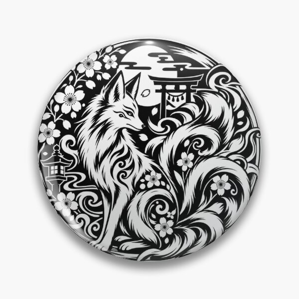 Item preview, Japanese Fox Emblem – Sakura, Torii & Moon designed and sold by Daihuku2525.