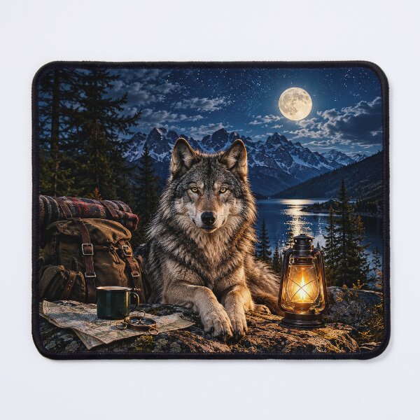 Item preview, Wilderness Guardian – Wolf Under the Full Moon designed and sold by Ray's Photos & Art.
