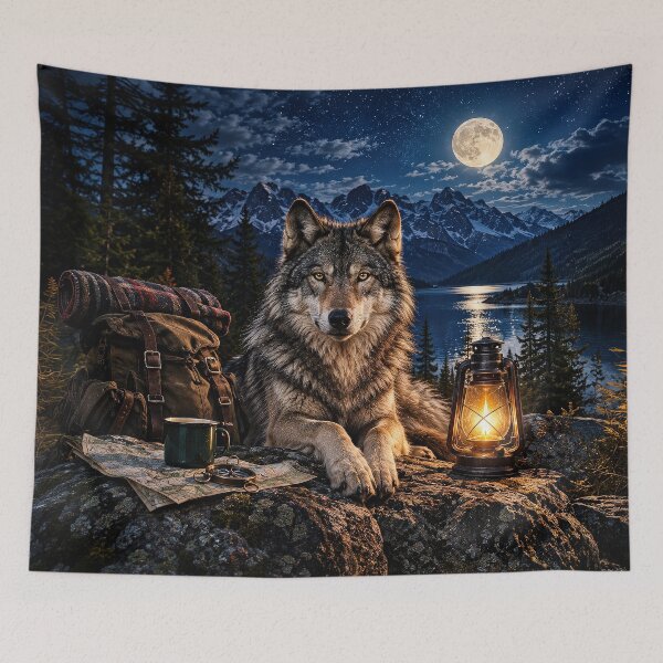 Item preview, Wilderness Guardian – Wolf Under the Full Moon designed and sold by Ray's Photos & Art.