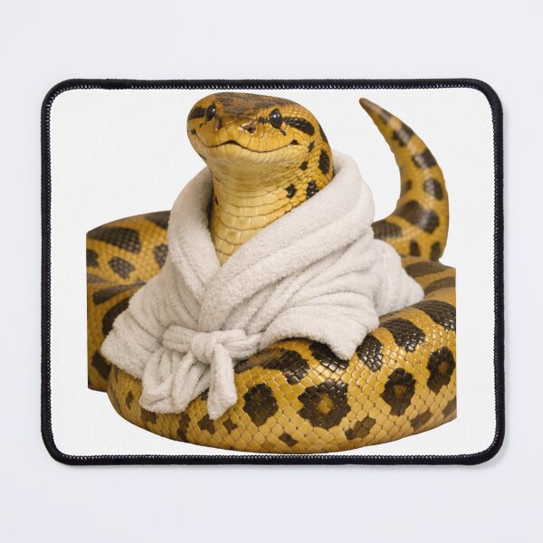 Item preview, Cozy Yellow Anaconda in a Bathrobe designed and sold by Sillytoe.