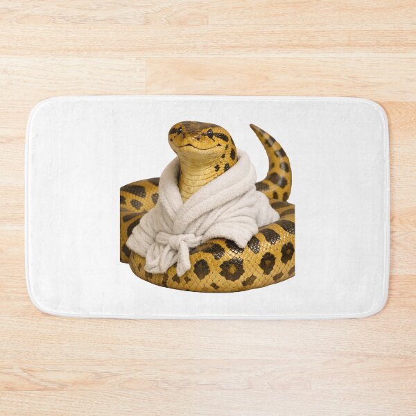 Item preview, Cozy Yellow Anaconda in a Bathrobe designed and sold by Sillytoe.