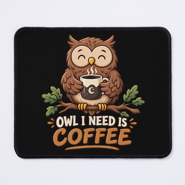 Item preview, Owl I Need Is Coffee – Cute Coffee Owl Morning Cartoon designed and sold by GraphiteRealm.