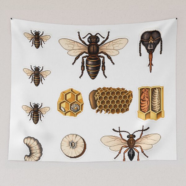 Item preview, Pixel Art 1860 Honeybee Oak Gall Wasp Plate designed and sold by aigcx.