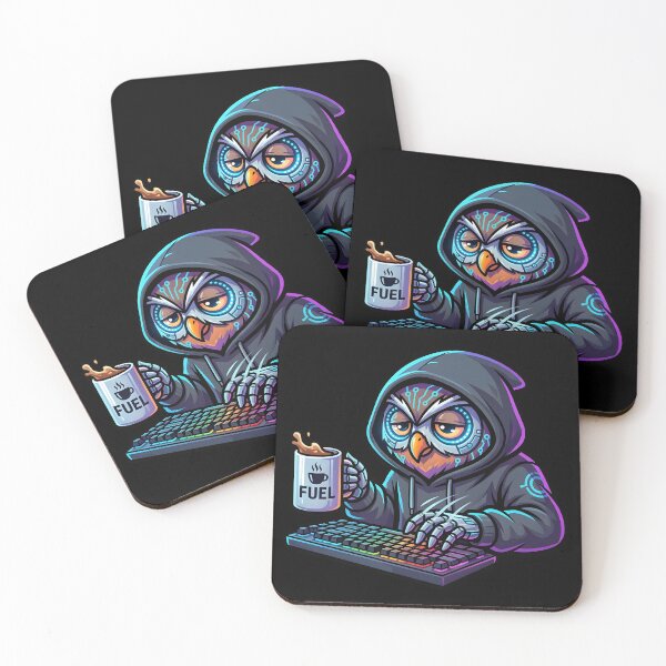 Item preview,  Exhausted Programmer Owl Hacker Keyboard Night Owl Coder Humor designed and sold by WorldShop17.