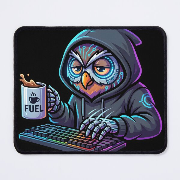 Item preview, Exhausted Programmer Owl Hacker Keyboard Night Owl Coder Humor designed and sold by WorldShop17.