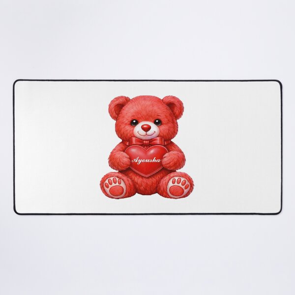 Item preview, Cute Red Teddy Bear Holding A Heart With Custom Name Ayousha designed and sold by AmirArtisanVibe.