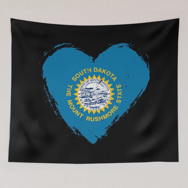 Aperçu de l'œuvre Cœur du drapeau du Dakota du Sud vieilli (SD) créée et vendue par shitpostee.