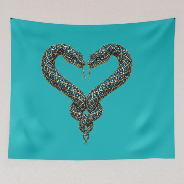 Item preview, Blue Jeweled Snake Heart | Sapphire Gold Serpent Art designed and sold by BriellaFashion.