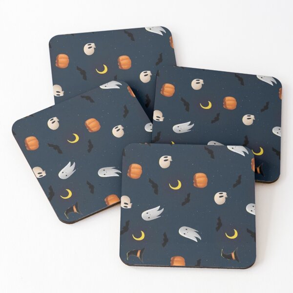 Item preview, Cute Ghosts Bats and Moon Halloween Night Pattern designed and sold by Elite Wall Art.