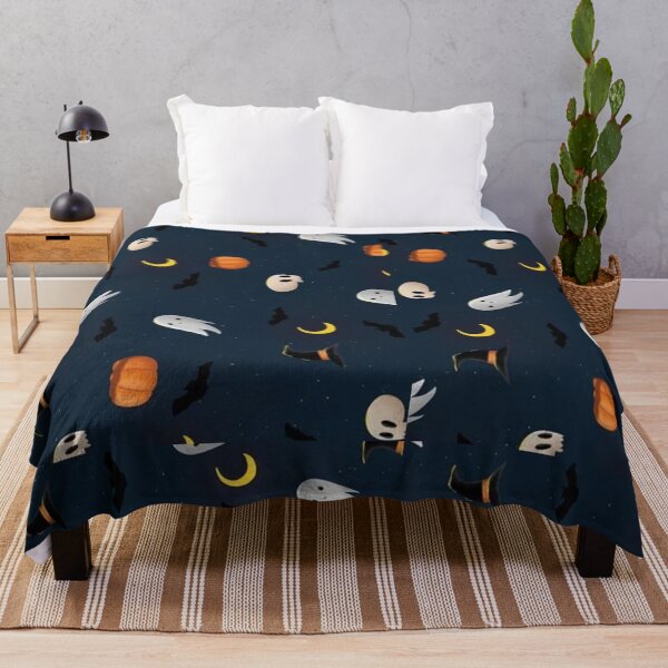Item preview, Cute Ghosts Bats and Moon Halloween Night Pattern designed and sold by Elite Wall Art.