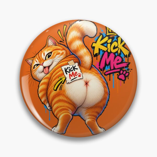 Item preview, Mischievous Orange Cat – Kick Me Graffiti designed and sold by PlengPoomofArts.