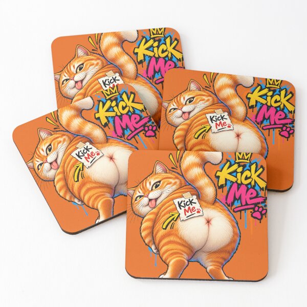 Item preview, Mischievous Orange Cat – Kick Me Graffiti designed and sold by PlengPoomofArts.