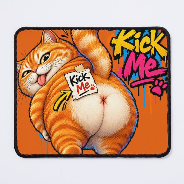 Item preview, Mischievous Orange Cat – Kick Me Graffiti designed and sold by PlengPoomofArts.