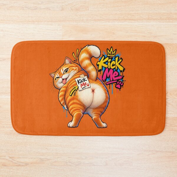 Item preview, Mischievous Orange Cat – Kick Me Graffiti designed and sold by PlengPoomofArts.